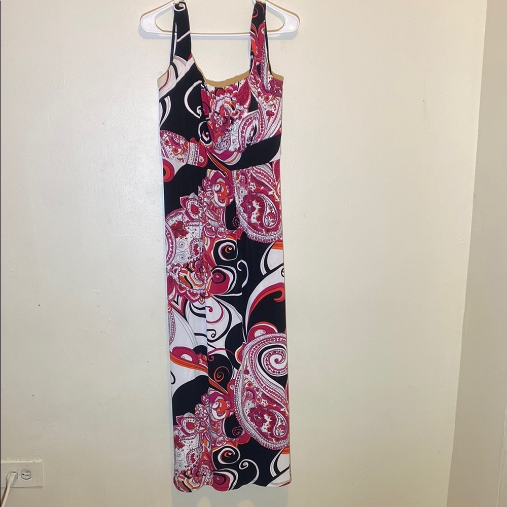 Pink and Black Maxi Sundress with Scoop Neck